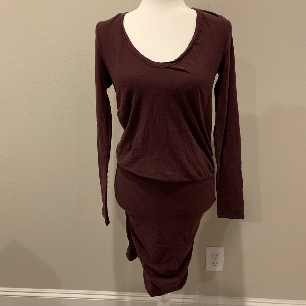 James Perse Dark Brown Long Sleeve Dress